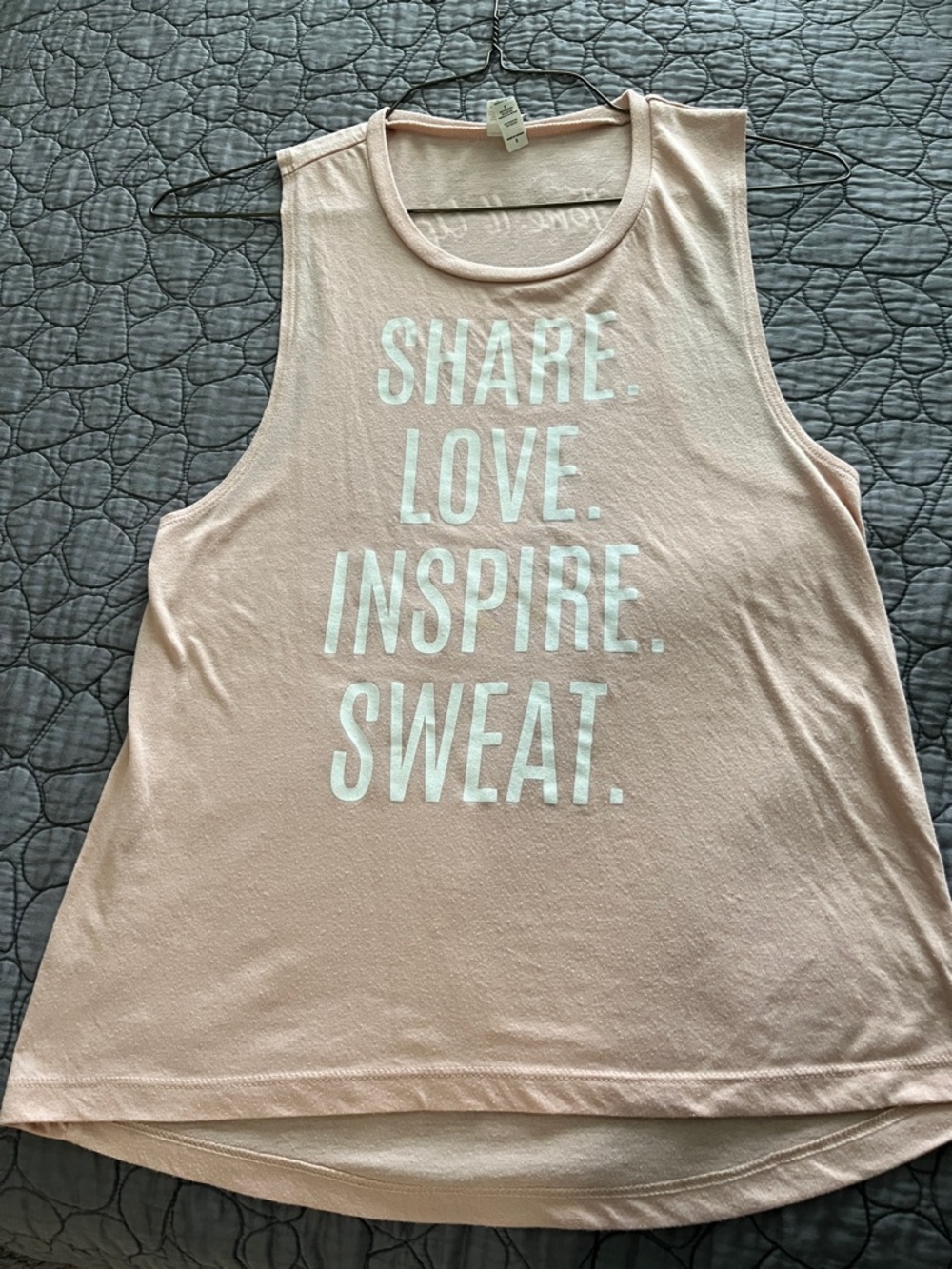 Tone It Up Women’s Muscle Tee - Share Love Inspire Sweat - Light Pink